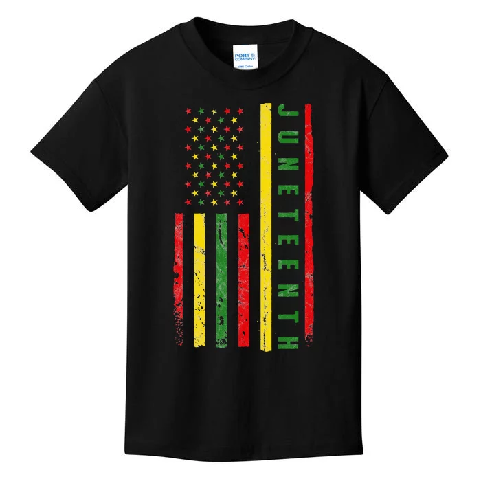 Happy Juneteenth Flag Melanin Black Pride Pan African 1865 Kids T-Shirt