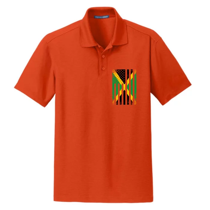 Half Jamaican Flag Vintage American Inside Me Usa Gift Dry Zone Grid Performance Polo