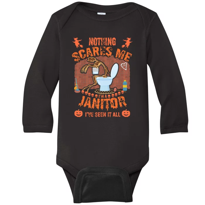 HALLOWEEN JANITORSJANITOR FUNNY HALLOWEEN SAYINGS Baby Long Sleeve Bodysuit