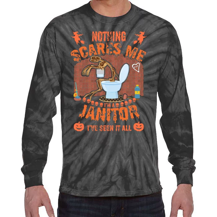 HALLOWEEN JANITORSJANITOR FUNNY HALLOWEEN SAYINGS Tie-Dye Long Sleeve Shirt