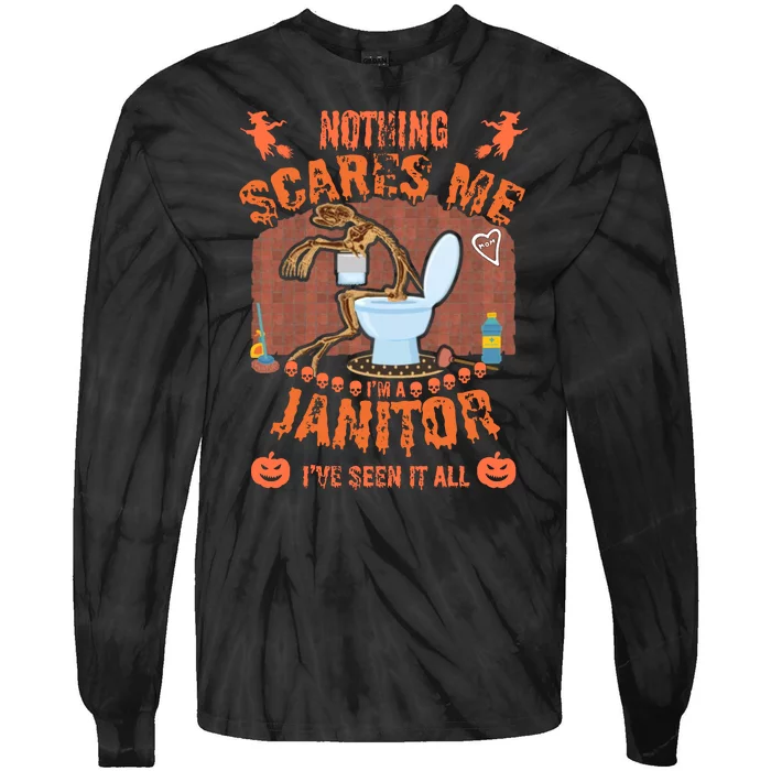 HALLOWEEN JANITORSJANITOR FUNNY HALLOWEEN SAYINGS Tie-Dye Long Sleeve Shirt