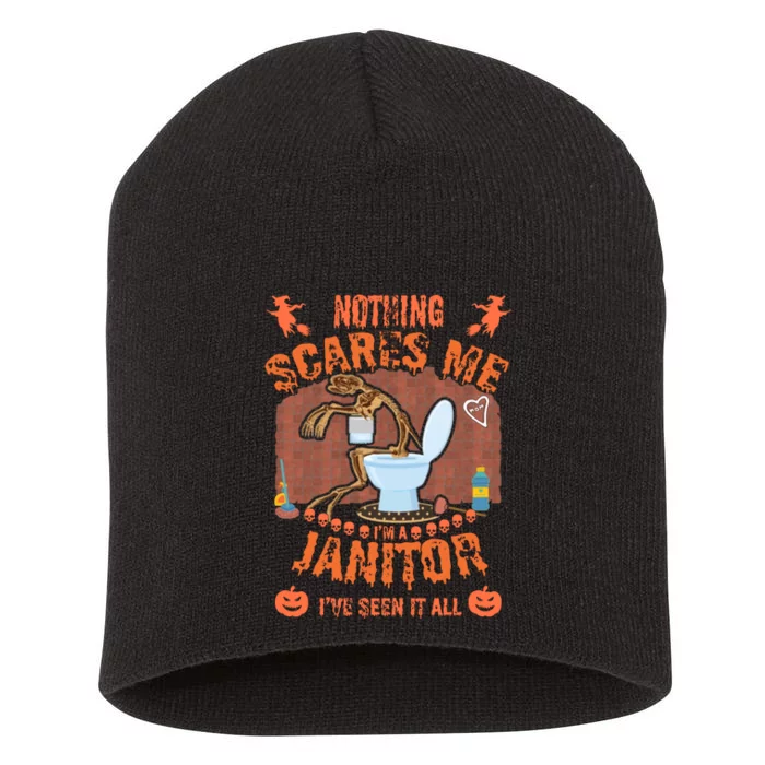 HALLOWEEN JANITORSJANITOR FUNNY HALLOWEEN SAYINGS Short Acrylic Beanie