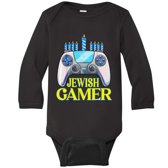 Hanukkah Jewish Gamer Video Game Christmas Xmas Boys Baby Long Sleeve Bodysuit