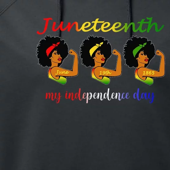 Happy Juneteenth Is My Independence Day Free Black Performance Fleece Hoodie