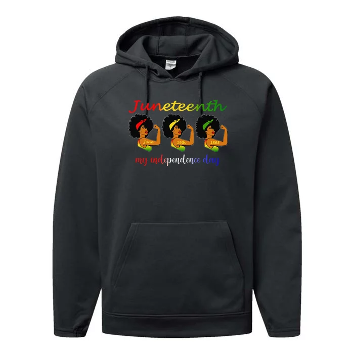 Happy Juneteenth Is My Independence Day Free Black Performance Fleece Hoodie