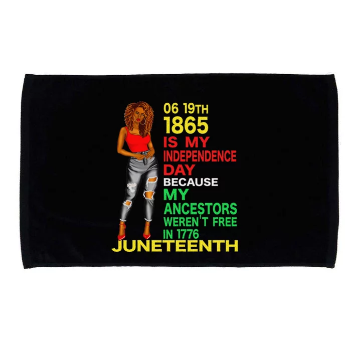 Happy Juneteenth Is My Independence Day Free Black Microfiber Hand Towel