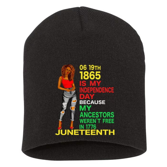 Happy Juneteenth Is My Independence Day Free Black Short Acrylic Beanie