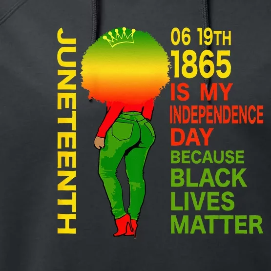 Happy Juneteenth Is My Independence Day Free Black Performance Fleece Hoodie