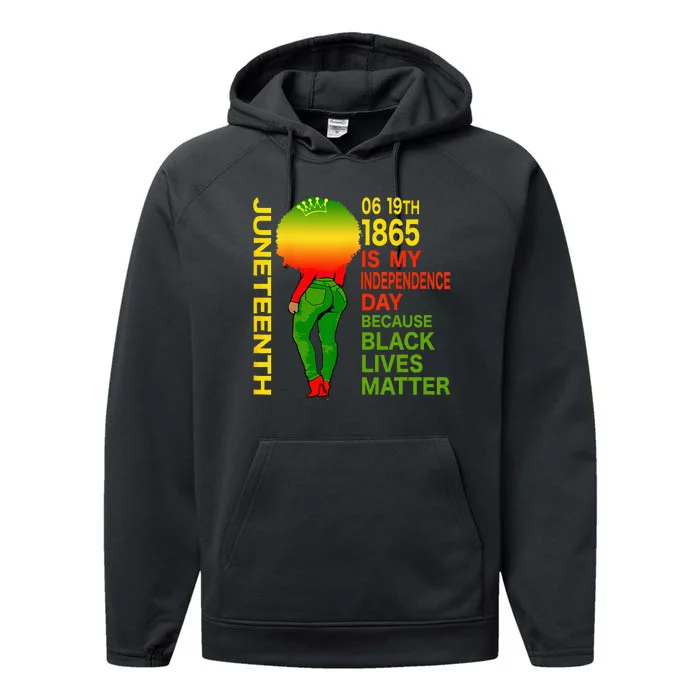 Happy Juneteenth Is My Independence Day Free Black Performance Fleece Hoodie