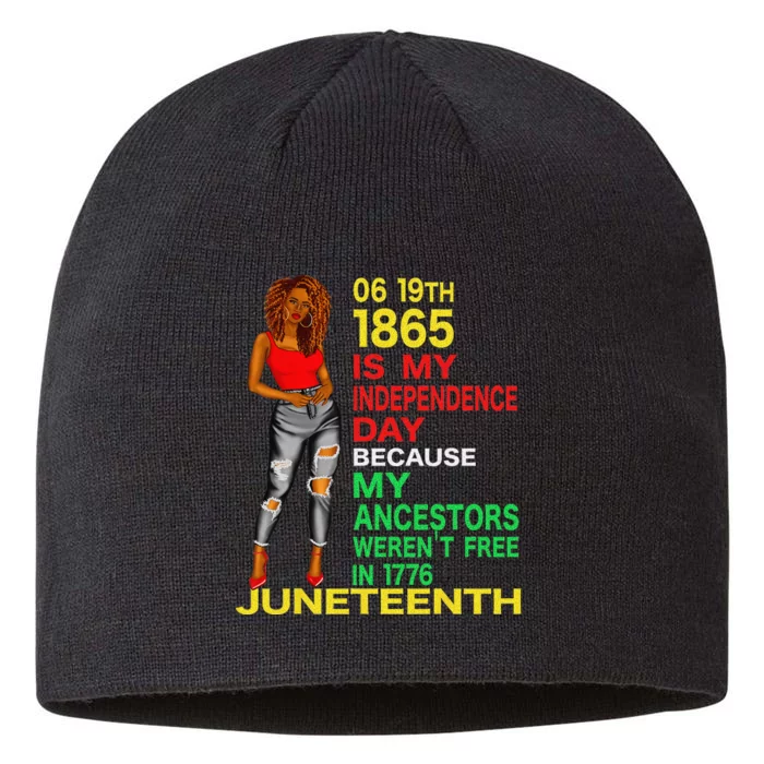 Happy Juneteenth Is My Independence Day Free Black 8 1/2in Sustainable Knit Beanie