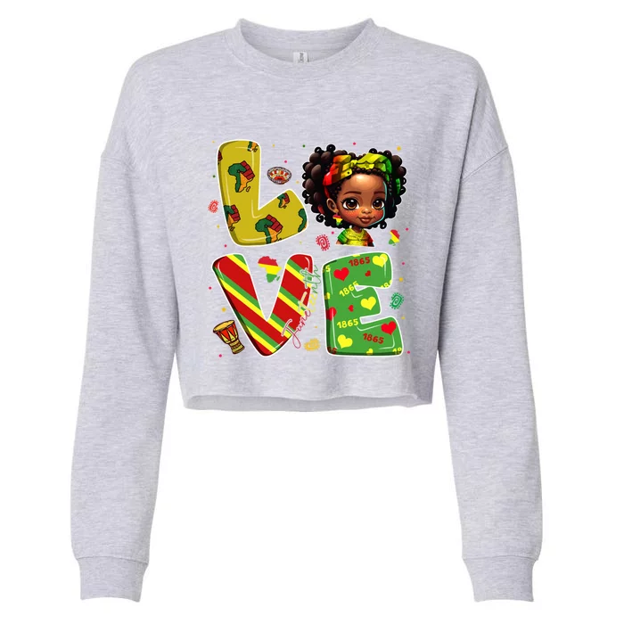 Happy Juneteenth Is My Independence Day Love African Gift Cropped Pullover Crew