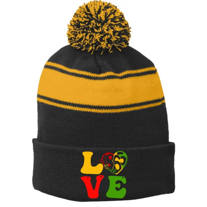 Happy Juneteenth Is My Independence Day Love Black Wo Stripe Pom Pom Beanie