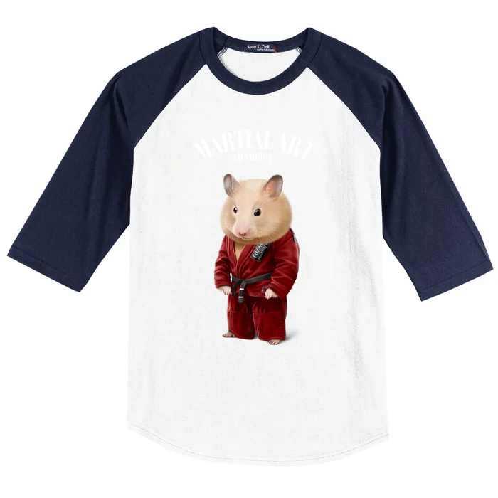 Hamster Judo Karate Master In Red Judogi Gift Baseball Sleeve Shirt