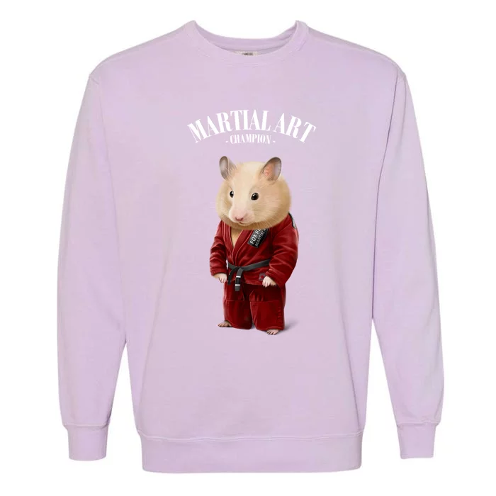 Hamster Judo Karate Master In Red Judogi Gift Garment-Dyed Sweatshirt