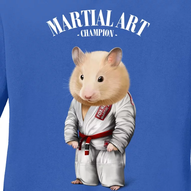 Hamster Judo Karate Master In White Judogi Gift Ladies Long Sleeve Shirt