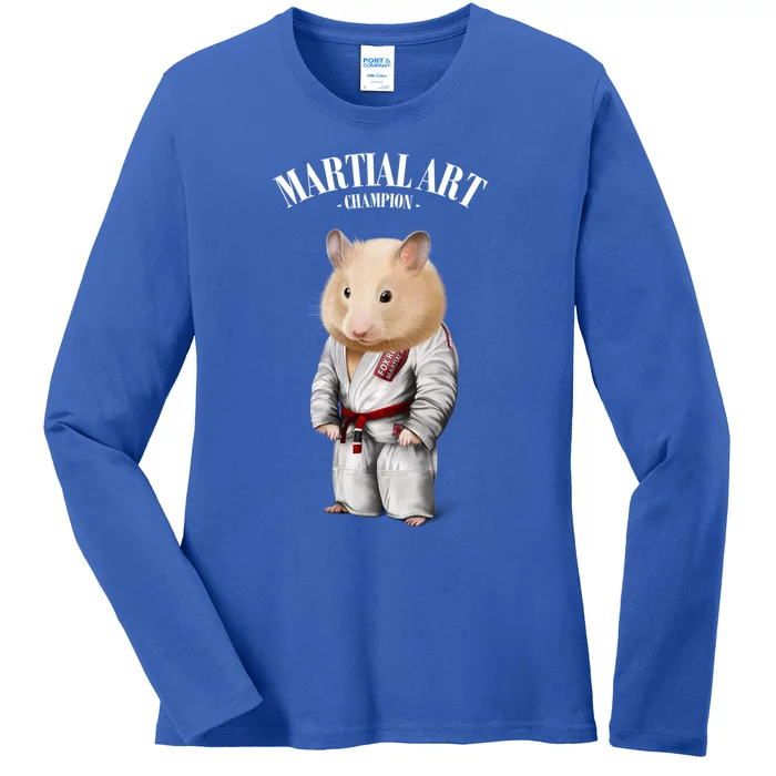 Hamster Judo Karate Master In White Judogi Gift Ladies Long Sleeve Shirt