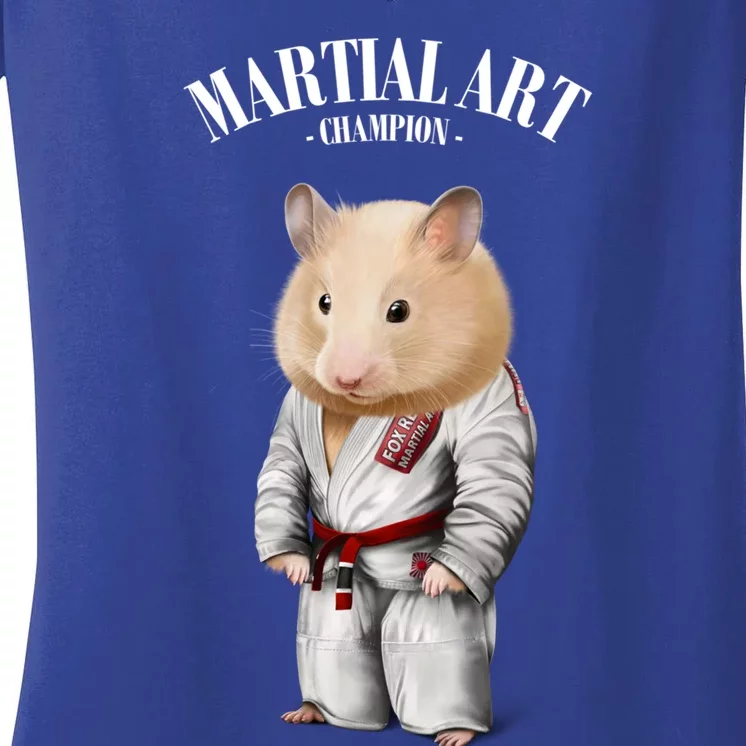 Hamster Judo Karate Master In White Judogi Gift Women's V-Neck T-Shirt