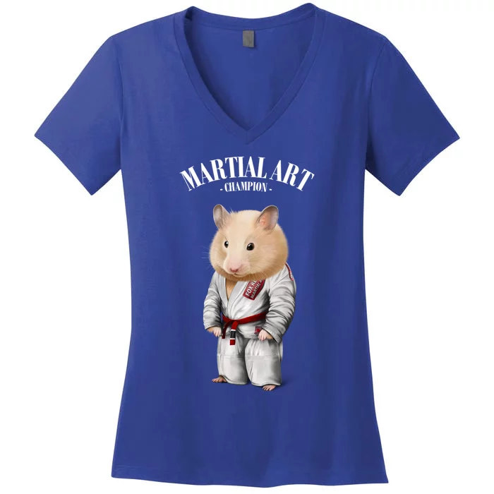 Hamster Judo Karate Master In White Judogi Gift Women's V-Neck T-Shirt