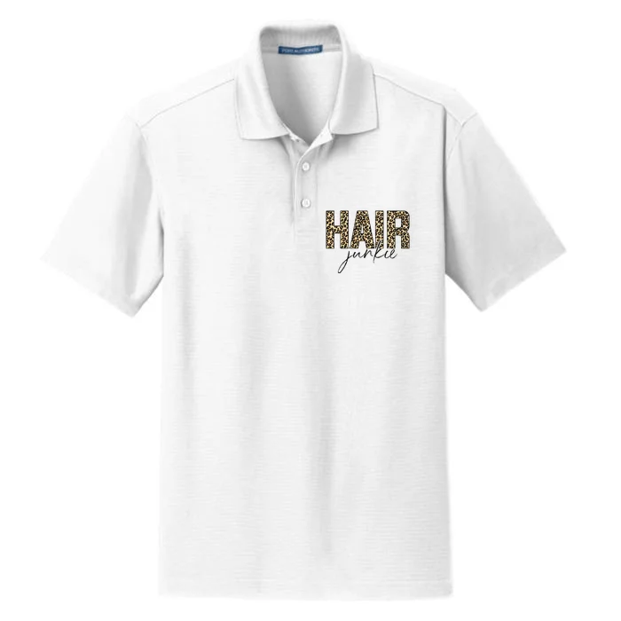 Hair Junkie Leopard Hair Hairdresser Hairstylist Dry Zone Grid Performance Polo