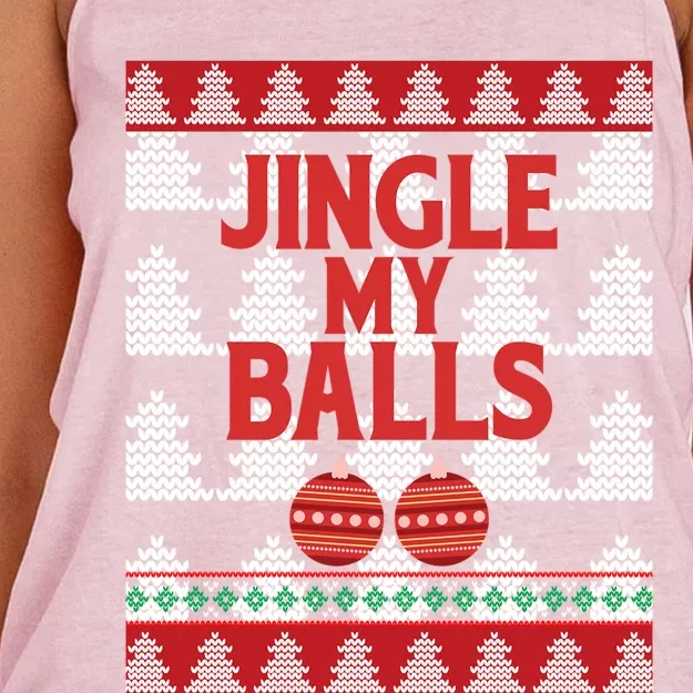 Holiday Jingle My Balls Naughty List Funny Ugly Christmas Gift Women's Knotted Racerback Tank