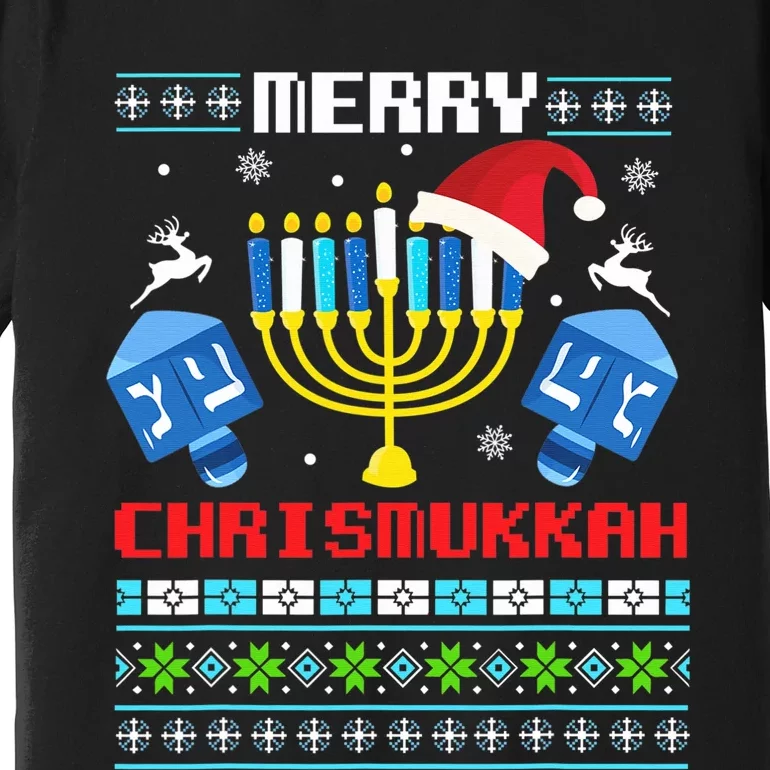 Hanukkah Jewish Merry Christmas Chrismukkah Ugly Sweater Premium T-Shirt