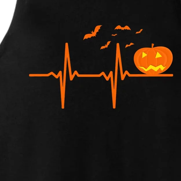 Halloween Jack O Lantern Pulse Heart Beat Ladies Tri-Blend Wicking Tank