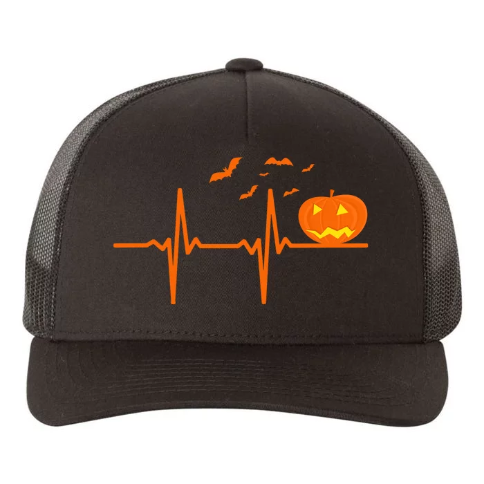 Halloween Jack O Lantern Pulse Heart Beat Yupoong Adult 5-Panel Trucker Hat