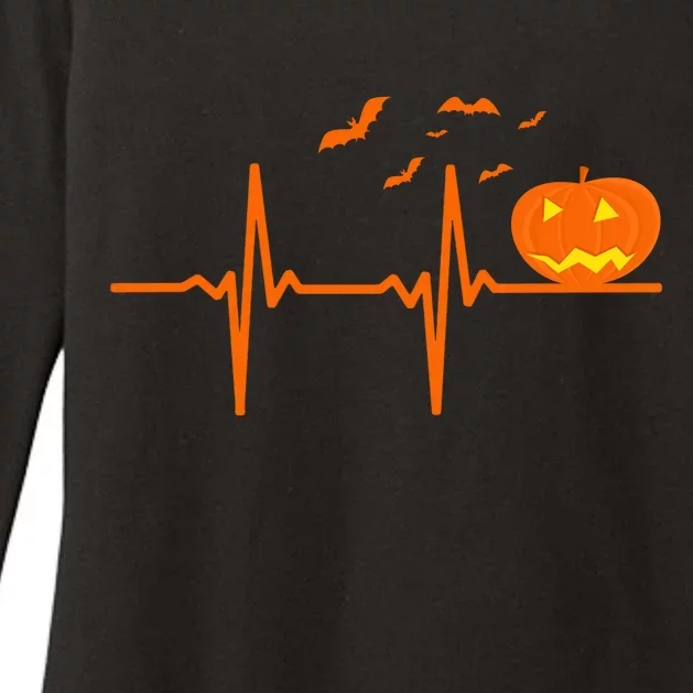 Halloween Jack O Lantern Pulse Heart Beat Womens CVC Long Sleeve Shirt