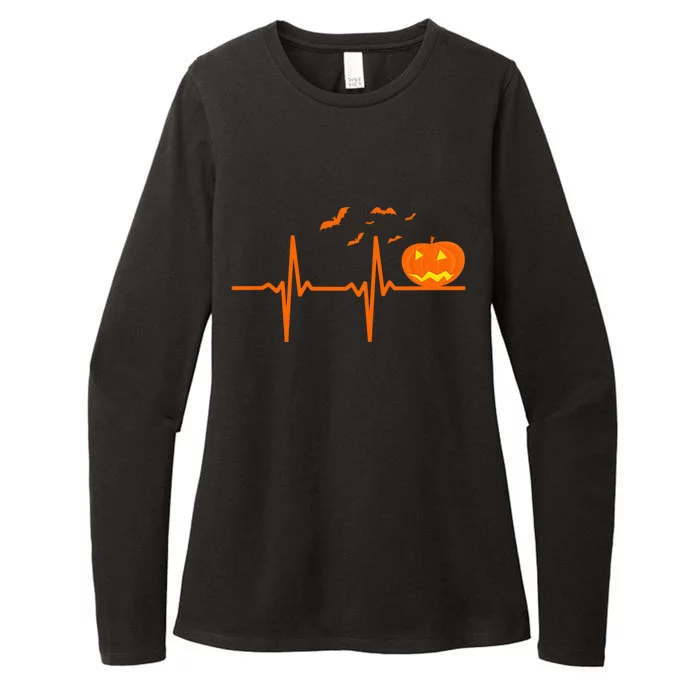 Halloween Jack O Lantern Pulse Heart Beat Womens CVC Long Sleeve Shirt