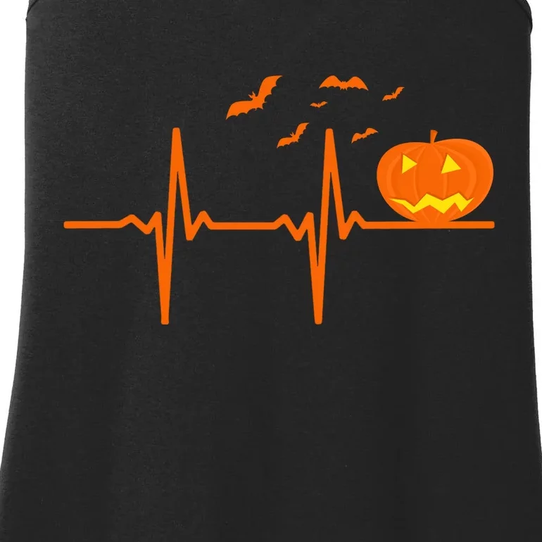 Halloween Jack O Lantern Pulse Heart Beat Ladies Essential Tank