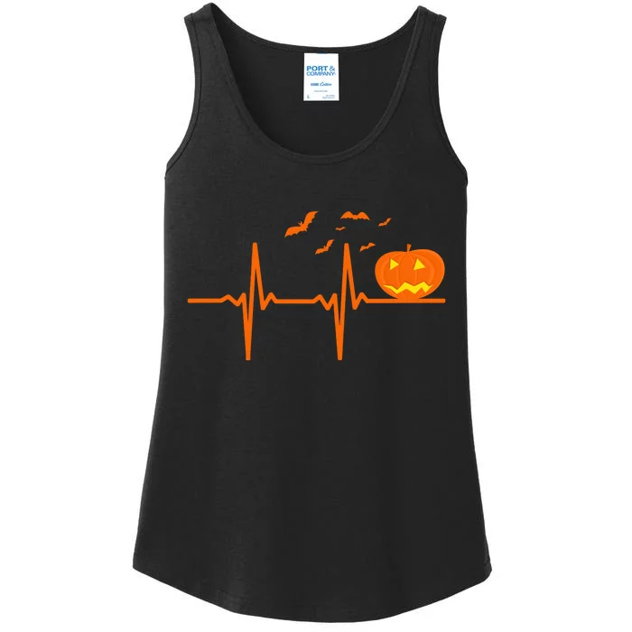 Halloween Jack O Lantern Pulse Heart Beat Ladies Essential Tank