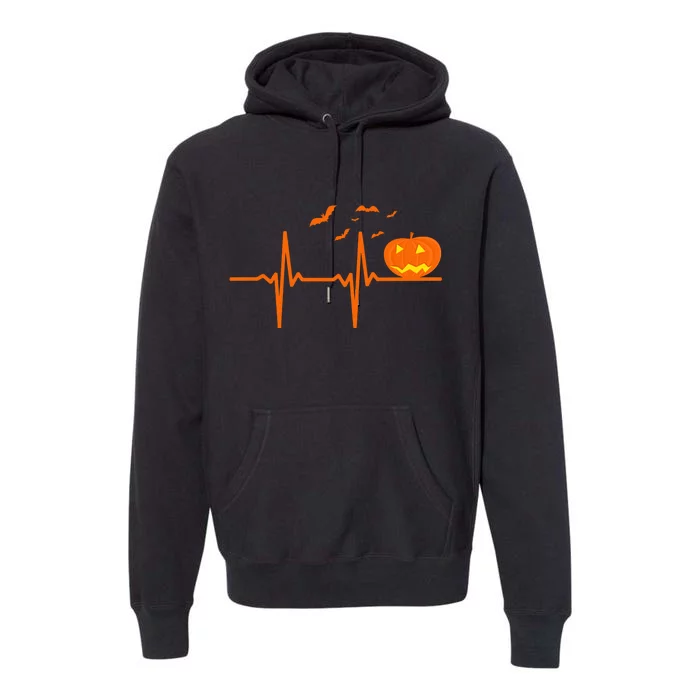 Halloween Jack O Lantern Pulse Heart Beat Premium Hoodie