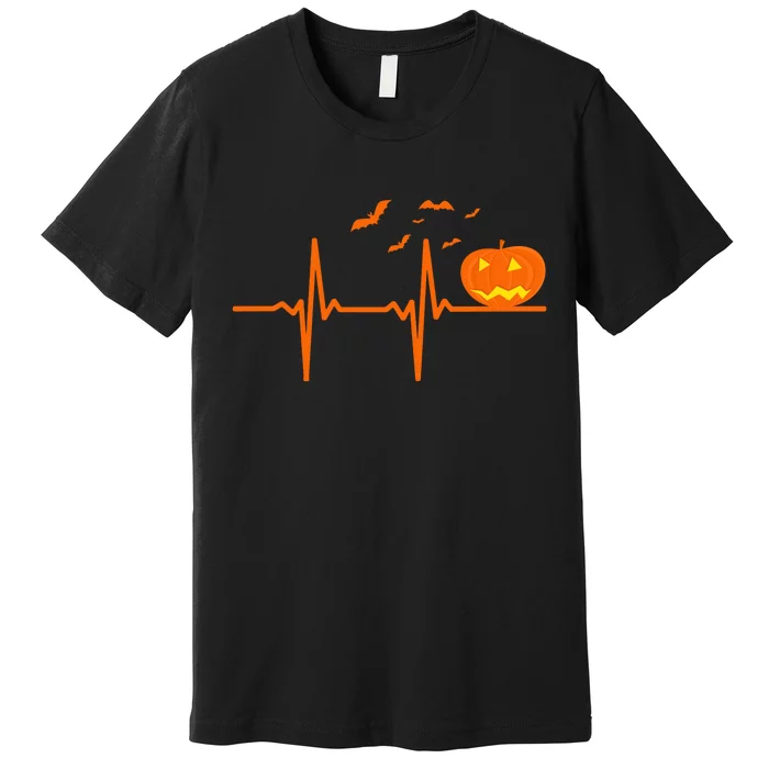 Halloween Jack O Lantern Pulse Heart Beat Premium T-Shirt