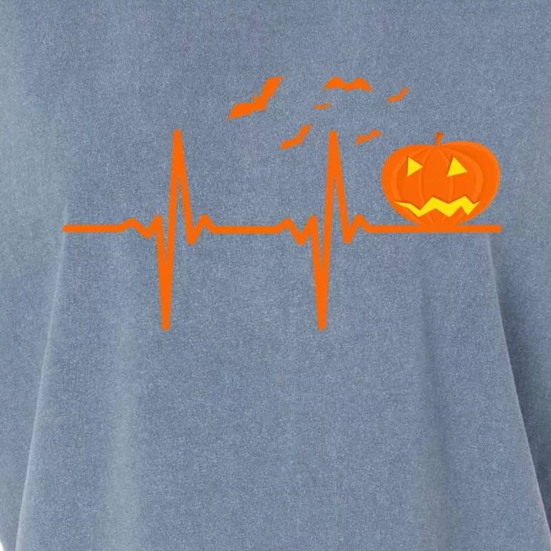 Halloween Jack O Lantern Pulse Heart Beat Garment-Dyed Women's Muscle Tee