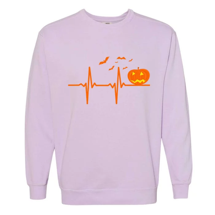 Halloween Jack O Lantern Pulse Heart Beat Garment-Dyed Sweatshirt