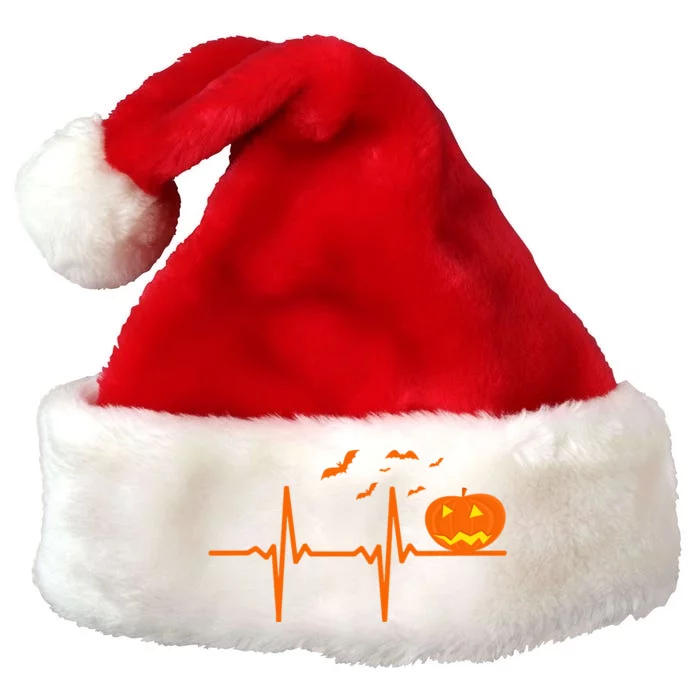 Halloween Jack O Lantern Pulse Heart Beat Premium Christmas Santa Hat