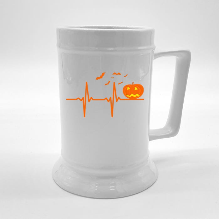 Halloween Jack O Lantern Pulse Heart Beat Front & Back Beer Stein