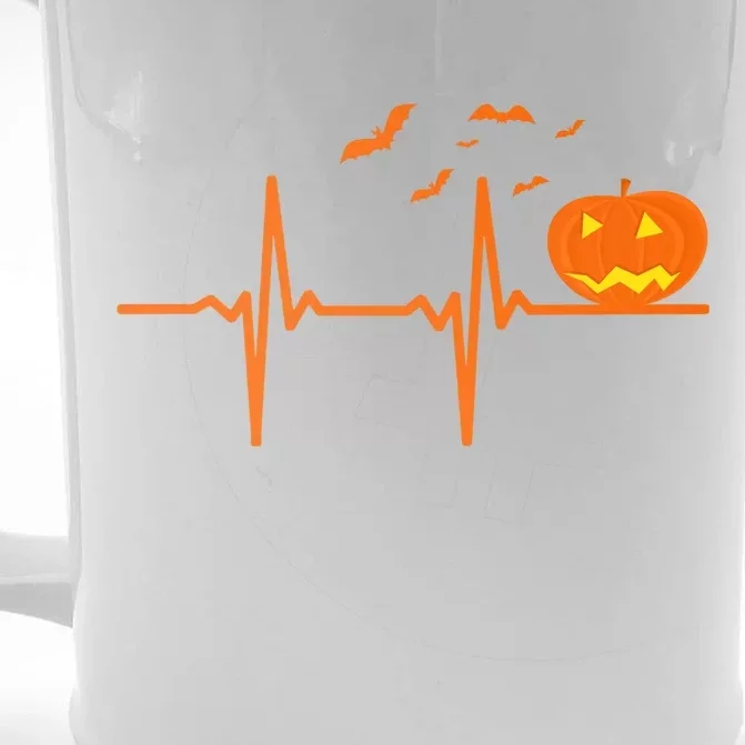 Halloween Jack O Lantern Pulse Heart Beat Front & Back Beer Stein