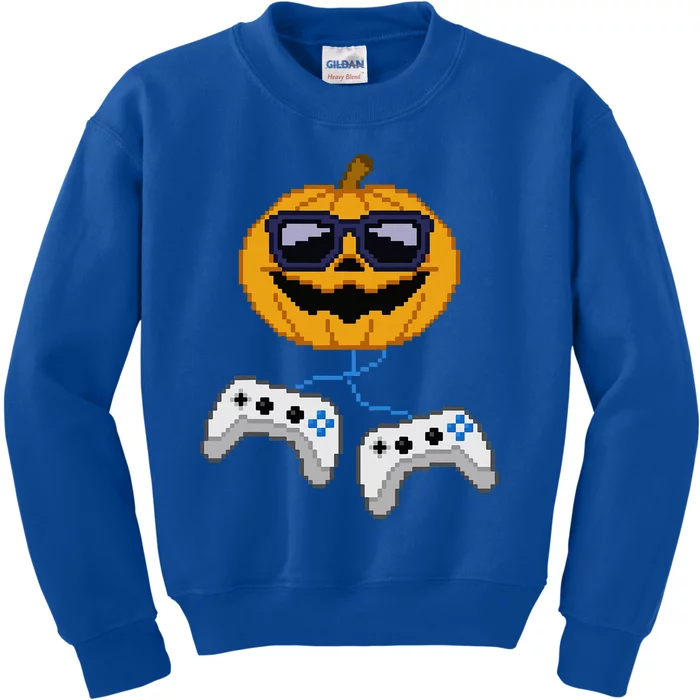 Halloween Jack O Lantern Pixelated Gaming Gamer Kids Sweatshirt