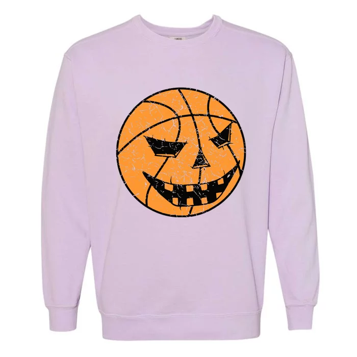 Halloween Jack O Lantern Basketball Player Coach Gift For Man Boy Garment-Dyed Sweatshirt