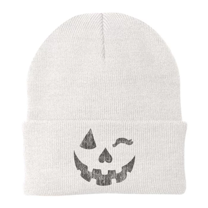 Halloween Jack O Lantern Grin Pumpkin Wink Knit Cap Winter Beanie