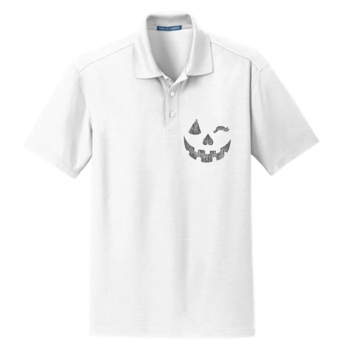 Halloween Jack O Lantern Grin Pumpkin Wink Dry Zone Grid Performance Polo