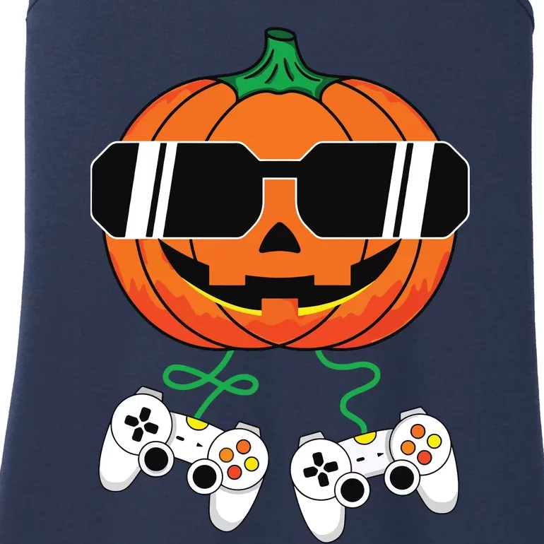 Halloween Jack O Lantern Gamer Boy Kids Funny Halloween Ladies Essential Tank