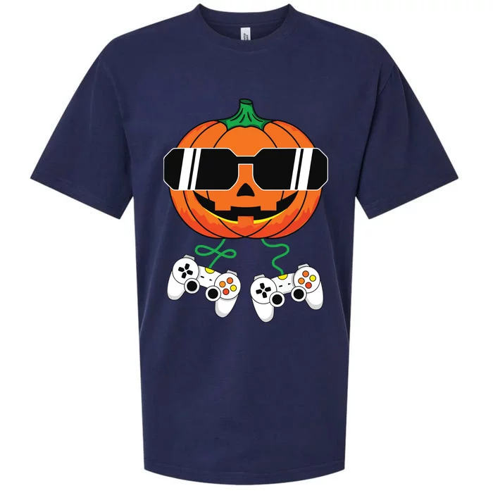 Halloween Jack O Lantern Gamer Boy Kids Funny Halloween Sueded Cloud Jersey T-Shirt