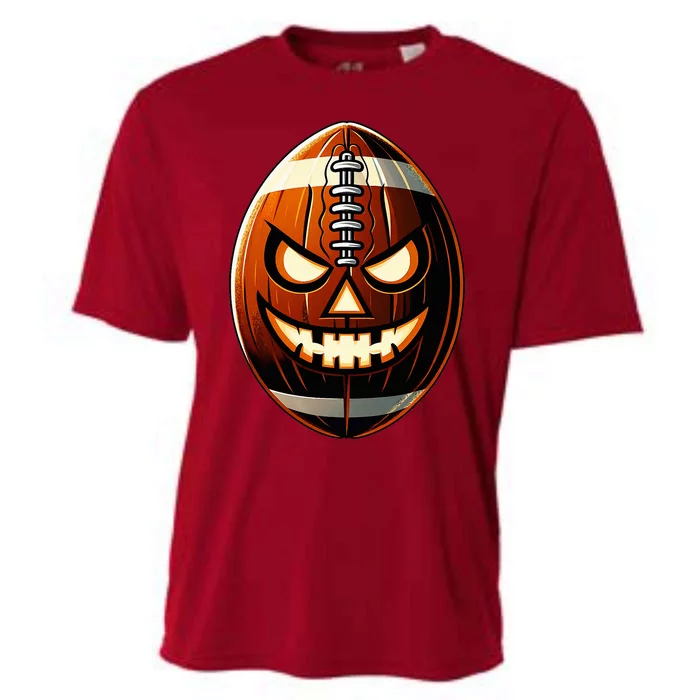 Halloween Jack O Lantern Football Player Coach Pitcher Cooling Performance Crew T-Shirt