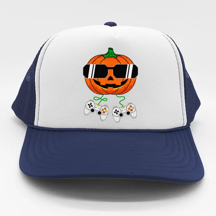 Halloween Jack O Lantern Gamer Funny Funny Halloween Cute Trucker Hat