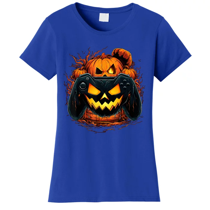 Halloween Jack O Lantern Pumpkin Face Gamer Gaming Women's T-Shirt