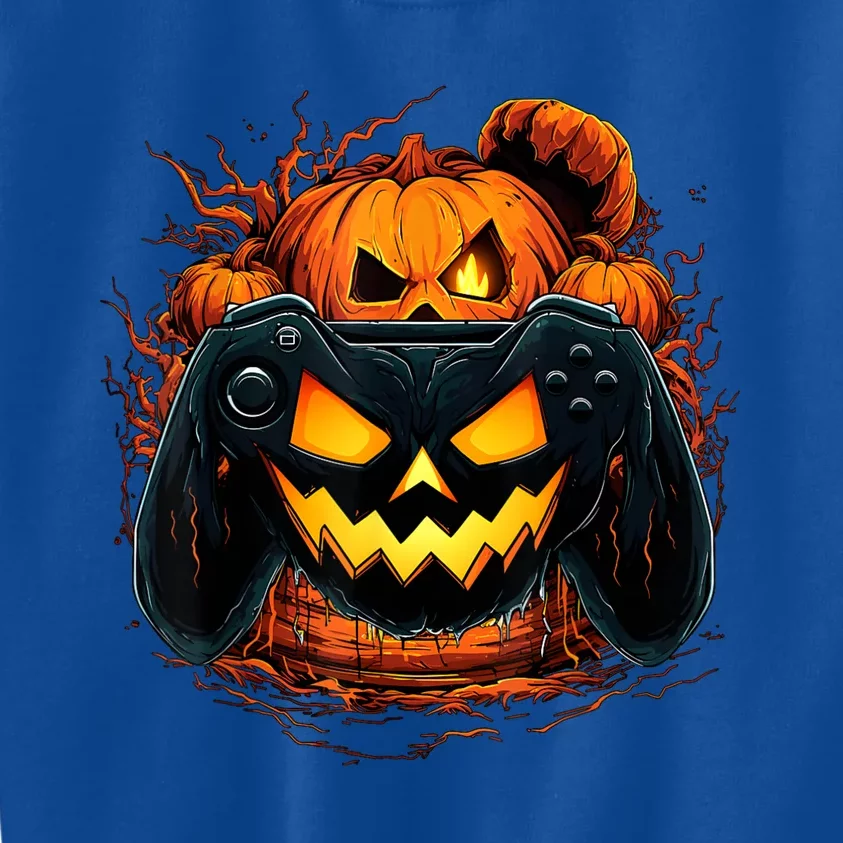 Halloween Jack O Lantern Pumpkin Face Gamer Gaming Kids Sweatshirt