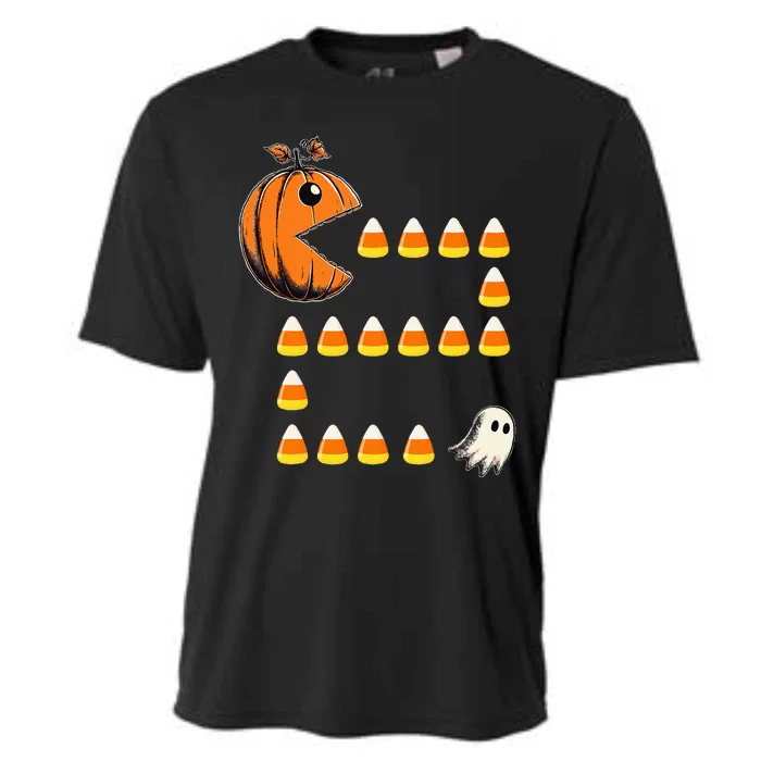 Halloween Jack O Lantern Pumpkin Eating Candy Corn Cooling Performance Crew T-Shirt