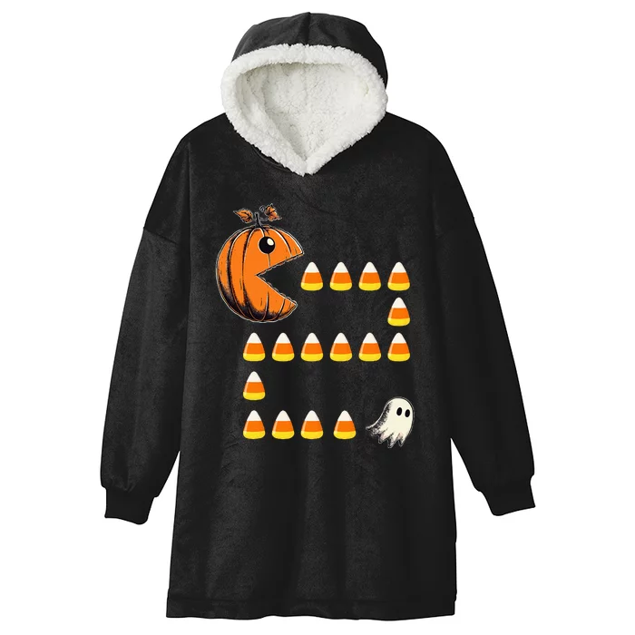 Halloween Jack O Lantern Pumpkin Eating Candy Corn Hooded Wearable Blanket